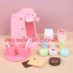 Đồ chơi máy cà phê hồng bánh gấu bằng gỗ cho bé 𝐁𝐈𝐊𝐎 𝐒𝐇𝐎𝐏