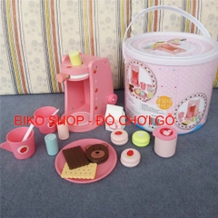 Đồ chơi máy cà phê hồng bánh gấu bằng gỗ cho bé 𝐁𝐈𝐊𝐎 𝐒𝐇𝐎𝐏