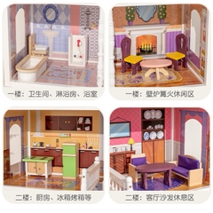 Đồ chơi mô hình nhà búp bê bằng gỗ màu trắng 112cm cho bé-BIKOSHOP