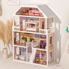 Đồ chơi mô hình nhà búp bê bằng gỗ màu trắng 112cm cho bé-BIKOSHOP