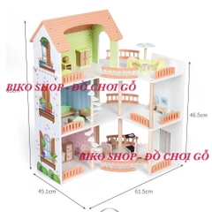 Đồ chơi Mô hình nhà búp bê mái cam 81cm bằng gỗ - 𝐁𝐈𝐊𝐎 𝐒𝐇𝐎𝐏