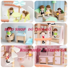Đồ chơi Mô hình nhà búp bê mái cam 81cm bằng gỗ - 𝐁𝐈𝐊𝐎 𝐒𝐇𝐎𝐏