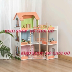 Đồ chơi Mô hình nhà búp bê mái cam 81cm bằng gỗ - 𝐁𝐈𝐊𝐎 𝐒𝐇𝐎𝐏