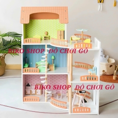 Đồ chơi Mô hình nhà búp bê mái cam 81cm bằng gỗ - 𝐁𝐈𝐊𝐎 𝐒𝐇𝐎𝐏