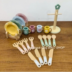 Đồ chơi dụng cụ bát đĩa KABI bằng gỗ cho bé 𝐁𝐈𝐊𝐎 𝐒𝐇𝐎𝐏