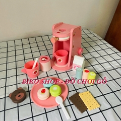 Đồ chơi máy cà phê hồng bánh gấu bằng gỗ cho bé 𝐁𝐈𝐊𝐎 𝐒𝐇𝐎𝐏