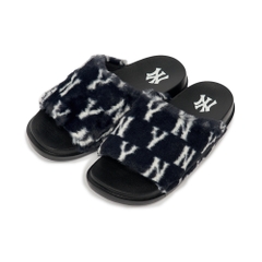 Dép MLB Chunky Mound Fur Winter New York Yankees Black