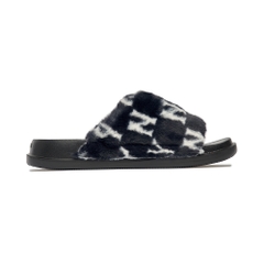 Dép MLB Chunky Mound Fur Winter New York Yankees Black