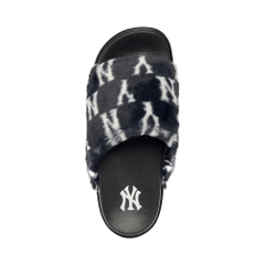 Dép MLB Chunky Mound Fur Winter New York Yankees Black