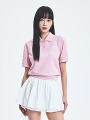 Áo Croptop MLB Women's Basic Crop Collar T-Shirt Boston Red Sox Pink