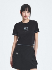 Áo Croptop MLB Women's Basic Coopers Logo Slim Crop Functional Short Sleeve T-Shirt New York Yankees Black