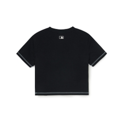 Áo Croptop MLB Women's Basic Coopers Logo Slim Crop Functional Short Sleeve T-Shirt New York Yankees Black