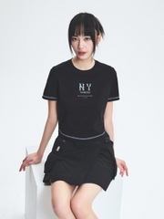 Áo Croptop MLB Women's Basic Coopers Logo Slim Crop Functional Short Sleeve T-Shirt New York Yankees Black