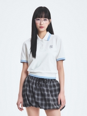 Áo Croptop MLB Women's Basic Crop Collar T-Shirt New York Yankees Ivory