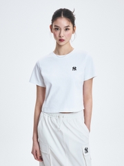 Áo Croptop MLB Women's Basic Crop Short Sleeve T-Shirt New York Yankees White