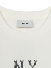 Áo Croptop MLB Women's Basic Coopers Logo Slim Crop Functional Short Sleeve T-Shirt New York Yankees Ivory