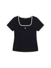 Áo Croptop MLB Women's Basic Square Neck Slim Fit Short Sleeve T-shirt LA Dodgers Black