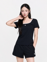 Áo Croptop MLB Women's Basic Square Neck Slim Fit Short Sleeve T-shirt LA Dodgers Black