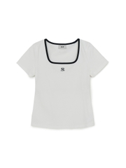 Áo Croptop MLB Women's Basic Square Neck Slim Fit Short Sleeve T-Shirt New York Yankees White