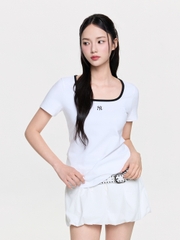 Áo Croptop MLB Women's Basic Square Neck Slim Fit Short Sleeve T-Shirt New York Yankees White