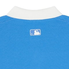 Áo Croptop MLB Korea Varsity Short Sleeve Knit Collar Tie LA Dodgers Blue