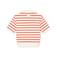 Áo Croptop MLB Korea Women's Varsity Striped Collar New York Yankees Cream