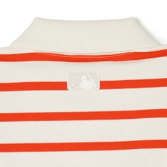 Áo Croptop MLB Korea Women's Varsity Striped Collar New York Yankees Cream