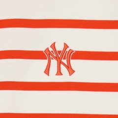 Áo Croptop MLB Korea Women's Varsity Striped Collar New York Yankees Cream