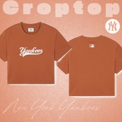 Áo Croptop MLB Korea Women's Basic Varsity Cultive New York Yankees Brown