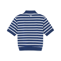 Áo Croptop MLB Korea Women's Varsity Striped Collar New York Yankees Navy