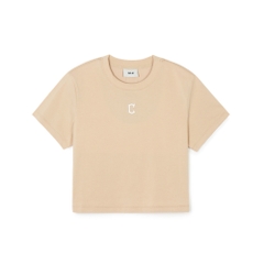 Áo Croptop MLB Korea Basic Small Logo Cleveland Guardians Beige
