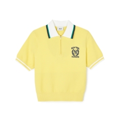 Áo Croptop MLB Korea Women's Sportive Varsity Half Zip Up New York Yankees Yellow