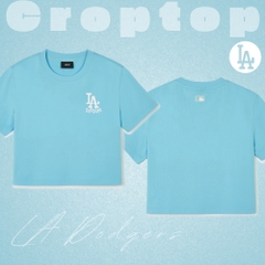 Áo Croptop MLB Korea Women's Street Small Logo LA Dodgers Blue