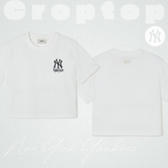 Áo Croptop MLB Korea Women's Street Small Logo New York Yankees White
