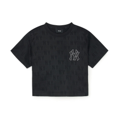Áo Croptop MLB Women's Classic Mono Jacquard Crop Short Sleeve T-Shirt New York Yankees Black