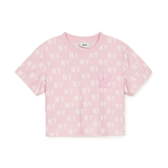 Áo Croptop MLB Women's Classic Mono Jacquard Crop Short Sleeve T-Shirt New York Yankees Pink