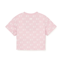 Áo Croptop MLB Women's Classic Mono Jacquard Crop Short Sleeve T-Shirt New York Yankees Pink