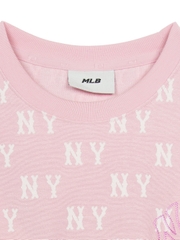 Áo Croptop MLB Women's Classic Mono Jacquard Crop Short Sleeve T-Shirt New York Yankees Pink