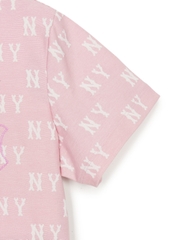 Áo Croptop MLB Women's Classic Mono Jacquard Crop Short Sleeve T-Shirt New York Yankees Pink