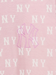 Áo Croptop MLB Women's Classic Mono Jacquard Crop Short Sleeve T-Shirt New York Yankees Pink