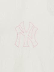 Áo Croptop MLB Women's Classic Mono Jacquard Crop Short Sleeve T-Shirt New York Yankees Ivory