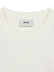 Áo Croptop MLB Women's Classic Mono Jacquard Crop Short Sleeve T-Shirt New York Yankees Ivory