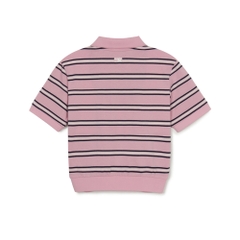 Áo Croptop MLB Women's Varsity Stripe Crop Collar T-Shirt Boston Red Sox Pink