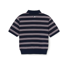 Áo Croptop MLB Women's Varsity Stripe Crop Collar T-Shirt Boston Red Sox Navy