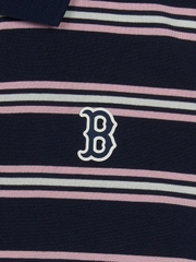 Áo Croptop MLB Women's Varsity Stripe Crop Collar T-Shirt Boston Red Sox Navy