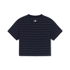 Áo Croptop MLB Women's Varsity Stripe Crop Short Sleeve T-Shirt Boston Red Sox Navy