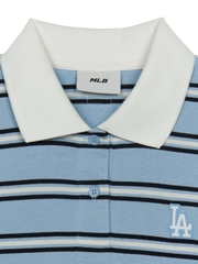 Áo Croptop MLB Women's Varsity Stripe Crop Collar T-Shirt LA Dodgers Blue