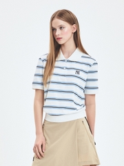 Áo Croptop MLB Women's Varsity Stripe Crop Collar T-Shirt New York Yankees Ivory