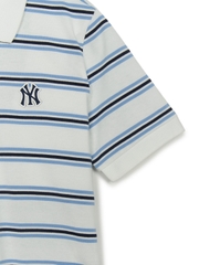 Áo Croptop MLB Women's Varsity Stripe Crop Collar T-Shirt New York Yankees Ivory