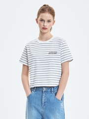 Áo Croptop MLB Women's Varsity Stripe Crop Short Sleeve T-Shirt New York Yankees White